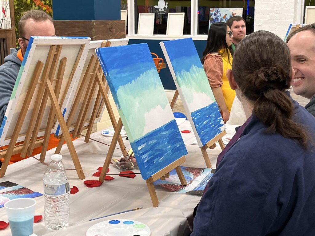 Group at Merely Creative painting together | Paint Party | Merely Creative | Martinsburg WV